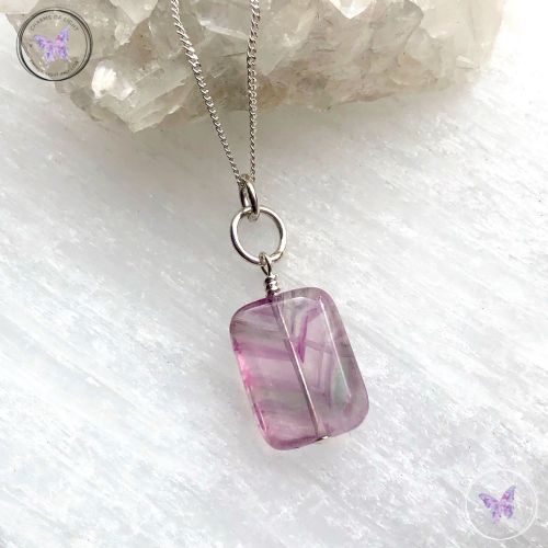 Fluorite Rectangle Pendant Necklace